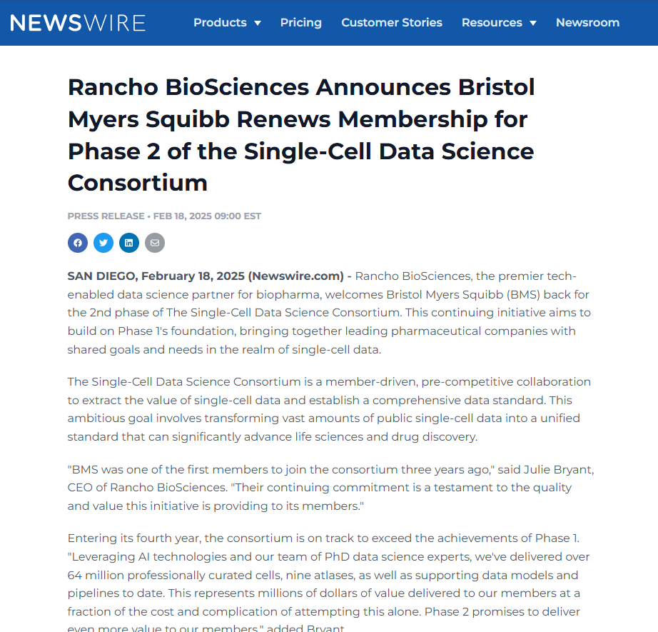 Bristol Myers Squibb joins the Single-Cell Data Science Consortium